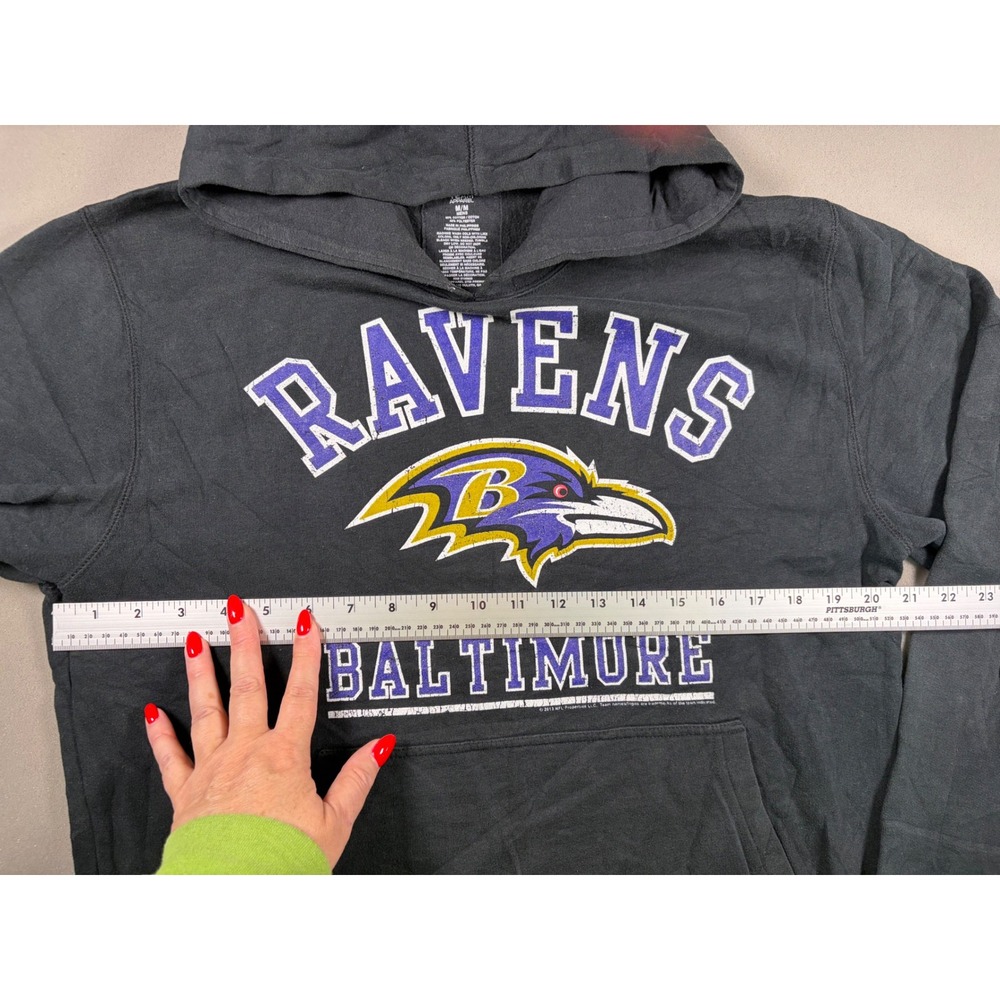 Baltimore Ravens NFL Team Apparel Hoodie Mens Medium Black Pullover Sweatshirt - Picture 5 of 7
